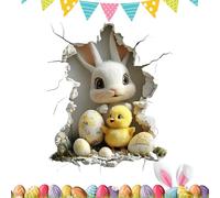 Stickers Muraux - Papier Peint En PVC De Dessin Animé Mignon 2D | Motif De Trou Design Lapin Décoration Murale,Pour Salle De Bains Chambre D' Petite Salle De Jeux
