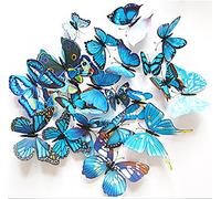 Stickers muraux papillons en 3D avec pastilles autocollantes - Couleur Alive (blau)