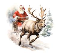 Stickers muraux Père Noël et rennes - Stickers muraux d'élan du Père Noël, décalcomanies murales de Noël rennes de Père Noël | Vinyles décoratifs Père Noël en vinyle pour fenêtre