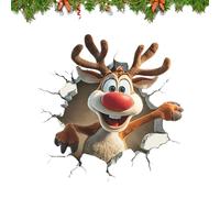 Stickers Muraux Père s 3D, Autocollants Muraux Renne De s, Autocollants M-uraux De Sticker Mural Qui Brise Les M-urs Père N-oëls, Décoration Murale Amovible Pour Les Fêtes Fin D'année