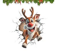 Stickers Muraux Père s 3D, Autocollants Muraux Renne De s, Autocollants M-uraux De Sticker Mural Qui Brise Les M-urs Père N-oëls, Décoration Murale Amovible Pour Les Fêtes Fin D'année