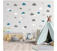 Stickers muraux personnalisés Stickers aquarelle animaux avec nom Sticker muraux pour chambre d'enfant chambre de bébé salle de jeux fille Y037 (Sans nom, No 25 Nuages)