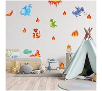 Stickers muraux personnalisés Stickers aquarelle animaux avec nom Sticker muraux pour chambre d'enfant chambre de bébé salle de jeux fille Y037 (Sans nom, No 33 Dragons)