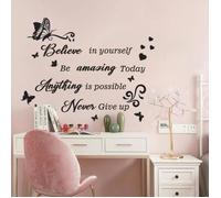 Stickers Muraux Phrase Famille Autocollant Mural Citations Papillon Noir Deco Stickers Salon Cuisine Tete de Lit Décoration