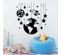 Stickers muraux planètes, stickers fusées, stickers muraux en vinyle pour chambre de bébé/chambre d'enfant/vaisseaux spatiaux, stickers pour chambre d'ado