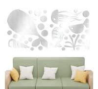 Stickers Muraux Poisson 3D Mural Décoratif Acrylique Argenté x35 - Effet Miroir pour Chambre Enfant, Salle de Bain ou Salon - Thème Océanique, Facile à Poser