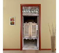 Stickers Muraux Porte Chambre 3d, autocollant mural pour chambre à coucher, décoration d'intérieur, imperméable, mise à niveau en vinyle de qualité supérieure, Saloon Western Cowboy Bar Gate