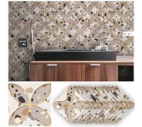 Stickers muraux pour carrelage, autocollants mosaïque imperméables style tendance pour cuisine, salon, salle de bain, sol, décoration DIY, auto-adhésifs, 20 x 20 cm (Terrazzo, 48 pièces)