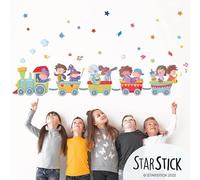 Stickers muraux pour enfants - Train scolaire - Décoration écoles - T4 - Géant