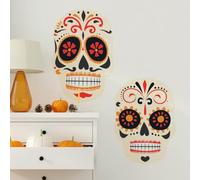 Stickers Muraux Pour Halloween : Crânes D'Animaux Et Fleurs. Décorations Pour La Maison Pendant Les Fêtes. 30 * 30cm*2pcs A0029