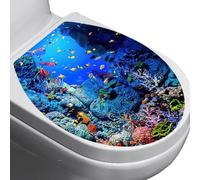 Stickers muraux pour toilettes - Motif mer - Amovible - Film PVC imperméable pour un look propre et élégant - 30 x 35 cm - Pour murs lisses de l'abattant de toilette dans la salle de bain
