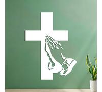 Stickers muraux Prier les mains jointes devant une croix 54.6x71.2cm Stickers pour vitres Blanc