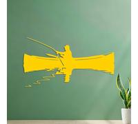 Stickers muraux Reflet d'une barque de pêcheur en bois sur l'eau 35x64.5cm Multicolore Jaune