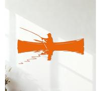 Stickers muraux Reflet d'une barque de pêcheur en bois sur l'eau 42x77.3cm Personnalisation Orange