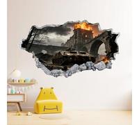 Stickers Muraux, Réservoir Tatouage Muraux 3D Brique, Ruines De La Ville Mural Pour Décor Décoration Murale De Plafond Décorations De Chambre À Coucher Pour Enfants 67x45cm