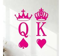 Stickers muraux Roi et Reine Cartes à jouer Couronne Cœur 68x81.8cm Modification et ajout d'informations possibles RoseRouge