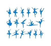 Stickers muraux Silhouette de ballerine 51x62.6cm Décoration artistique Bleu