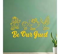Stickers muraux Soyez notre invité Princesse Belle Portrait Silhouette Restaurant de cinéma 54.6x93cm Embellissement mural Jaune