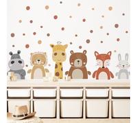 stickers muraux, stickers muraux enfants, sticker mural animaux forêt PVC transparent 2 feuilles 30x60cm, lavable, pour chambre bébé, chambre enfant, classe, meubles, verre et frigo