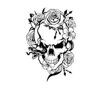 Stickers muraux Studio de tatouage Wicca avec crâne, serpent et fleurs, Jour des morts 32x47.4cm Multicolore Noir