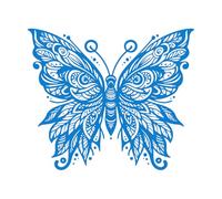 Stickers muraux Tatouage tribal de papillon 68x79.5cm Fourni avec un kit de film de transfert Bleu