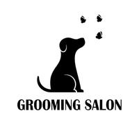 Stickers muraux Toilettage Salon Soins Animaux Chien Papillons 36x39.2cm Tatouage Noir