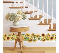 Stickers muraux tournesol pour chambre à coucher et salon - Autocollant mural amovible en vinyle, finition mate, 14 x 114 cm (5,5 x 44,8 in), décoration d'intérieur à faire soi-même