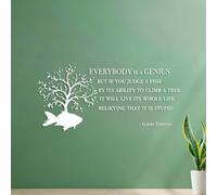 Stickers muraux Tout le monde est un génie, mais on ne juge pas un poisson à sa capacité à grimper à un arbre. Albert Einstein 40.8x87.4cm Ne se décolle pas Blanc