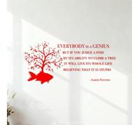 Stickers muraux Tout le monde est un génie, mais on ne juge pas un poisson à sa capacité à grimper à un arbre. Albert Einstein 34x72.8cm Multicolore Rouge