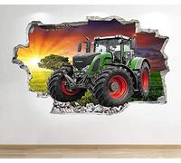 Stickers muraux Tracteur agriculture cool sticker mural 3D fenêtre vue décalcomanie graphique mur autocollant Art Mural 60 X 90 CM