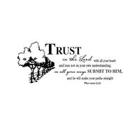 Stickers muraux Versets bibliques chrétiens Proverbes Faites confiance au Seigneur Espagnol Français Jésus Seigneur Dieu 28x68.6cm Accessoire mural Noir