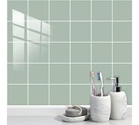 Stickers Muraux Vert Clair Credence Adhesive pour Cuisine Pvc Imperméable Stickers Cuisine Carrelage Adhesif Mural Salle de Bain Autocollant Mural Papier Peint Salon 10 Pièces/30x30cm