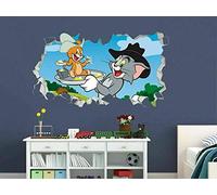 Stickers murauxTom et Jerry Stickers muraux personnalisés drôles Stickers muraux 3D Art enfants