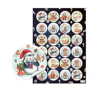Stickers Noël animaux, 24 pièces: autocollants ronds enfant, gommettes cadeaux, étiquettes décoratives scrapbooking, petit autocollant pour enveloppe et bricolage festif, Ø 4 cm