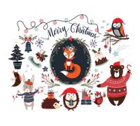 Stickers Noël animaux de la forêt Merry Christmas