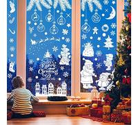 Stickers Noel Fenetre, 9 Feuilles Autocollant Noel Fenetre, Stickers Noel Vitre Électrostatiques en PVC, Réutilisable Deco Noel Fenetre, Conception Double Face Decoration Fenetre Noel
