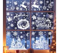 Stickers Noel Fenetre Réutilisable, 216 Autocollant Electrostatique Decoration Blanc Flocon de Neige pour Vitrine Deco Noel Fenetre Statique Interieur