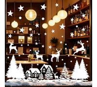 Stickers Noel Fenetre Réutilisable, 229 Autocollant Noel Fenetre Electrostatique Decoration Noël Fenêtre, Flocon de Neige Élan Sapin Sticker Fenêtre de Noël pour Vitre Porte Deco Noel Interieur