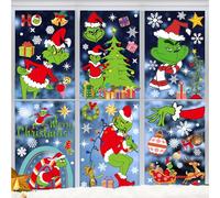 Stickers Noel Fenetre Réutilisable,8 Feuilles Decoration Fenetre Noel Electrostatique PVC,Grinch Autocollant Noel Flocon de Neige Intérieur Deco Noel pour Porte Vitrine Verre