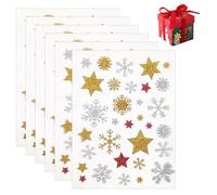 Stickers Noel, Noël Autocollants, Etoiles Snowflake Gommettes Autocollantes, Autocollants de Bricolage, Autocollants de Albums, pour Cadeau de Noël Scrapbooking Artisanat Décoration, Lot de 6