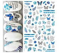 Stickers Ongles Autocollants D'Ongle De Colle Arrière De Fleurs D'Été De Feuille De Cocotier Tropical Noir,F819