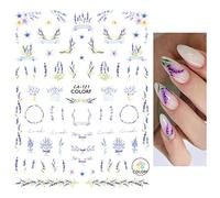 Stickers Ongles Autocollants Pour Ongles Fleurs Violettes Fleurs De Lavande Lettres Messages Colle Arrière Autocollants Pour Ongles,Ca121