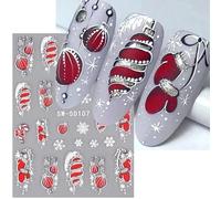 Stickers Ongles Nail Art Noël - 3pcs Autocollant 3D Autoadhésif - Deco Ongle Accessoires d'Hiver Mignons