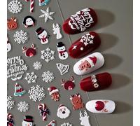 Stickers Ongles Nail Art Noël - 4pcs Autocollant 3D, Autoadhésif, Déco Ongle - Accessoires Mignons d'Hiver