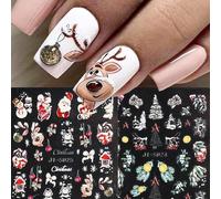 Stickers Ongles Nail Art Noël - 5pcs Autocollants 3D Autoadhésifs, Déco Ongle, Accessoires Mignons d'Hiver pour Nail Art