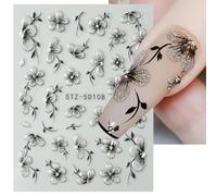 Stickers Ongles Nail Art, Stickers Ongles Fleurs, Nail Art Stickers, Autocollant Ongle, 5D Design Stickers Ongles, 5D Printemps Fleur Stickers Ongles, Accessoires de Manucure Exquis pour Femmes (F)