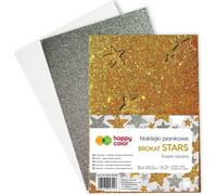 Stickers pailletés A5 3 pièces or argent blanc Happy Color Stars
