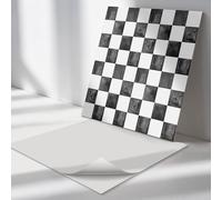 Stickers Panneaux Adhesif 50x50 cm Adhesive Intérieur pour Sol Imperméable Décoratif Autocollant pour la Cuisine, Salle de Bains et Chambre Revêtement Mural - Modèle en damier