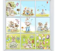 Stickers Pâques Fenêtre, SILARLAIT Autocollant Pâques pour Fenêtre, Électrostatique & Réutilisable & Amovible, Stickers Décoratifs Fenêtre, Décoration Pâques & Printemps