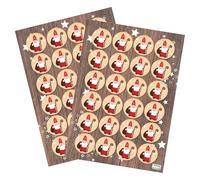 Stickers Père Noël, 48 pièces: autocollants ronds cadeaux enfant, étiquettes décoratives scrapbooking, gommettes pour enveloppes, petit sticker fête adhésif, Ø 4 cm